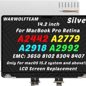 14.2inch Compatible with MacBook Pro A2442 A2779 A2918 A2992 Retina M1 M2 M3 2021 2023 EMC 3650 EMC 8102 EMC 8304 EMC 8407 3024 x 1964 LCD LED Screen Replacement Complete Assembl