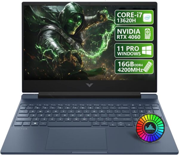 Hp Victus Gaming Laptop 15-fa1343TX Intel Core i7-13460H Octa-Core 4.60 GHz.' 16GB DDR4' SSD 512GB' NVIDIA GeForce RTX 4060 8GB GDDR6 15.6" FHD 1920 x 1080p 144Hz IPS LED Windows 11 English