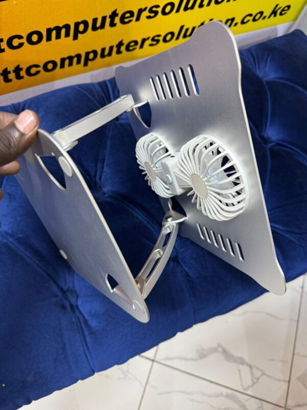 Aluminium laptop stand with fans