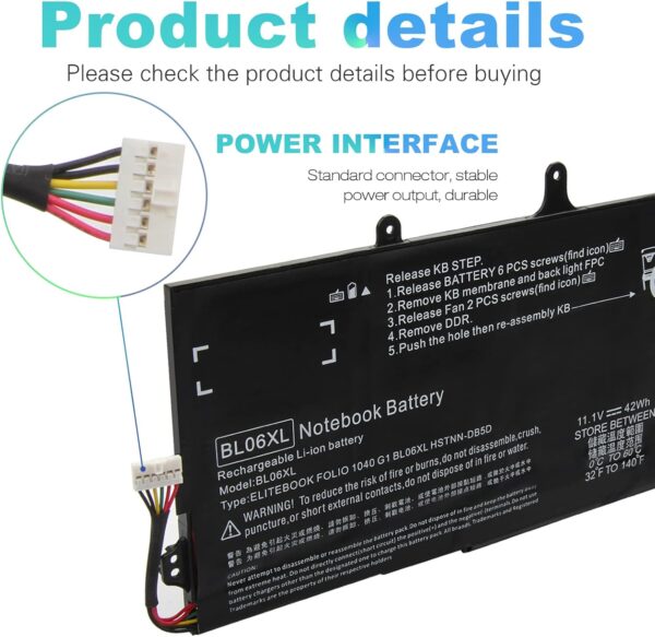 HP Folio 1040 G1 BL06XL Replacement Battery | Long Life. - Image 3